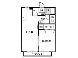 金ケ内ハイツ6 1LDKの間取図画像