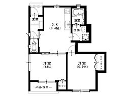 ルネス吉岡39 2DKの間取図画像