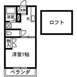ロイヤルシャトー2階 2階1Kの間取り