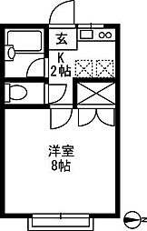 ナギサハイツB 1Kの間取図画像