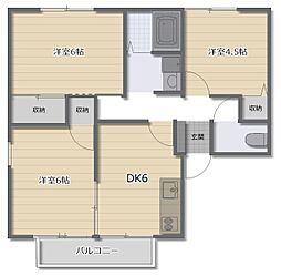メゾンかすみ2 3DKの間取図画像