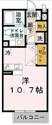 メゾン　ラ　トゥール　B棟 2階ワンルームの間取り