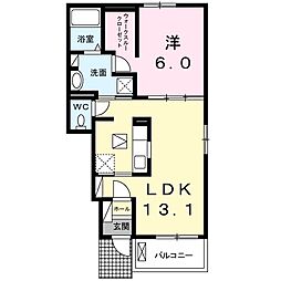 ウィズ・ユーC 1階1LDKの間取り