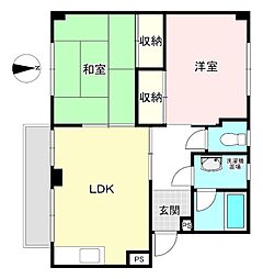 芦田マンション 3階2LDKの間取り