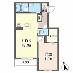 カーサ・ヴェルドール 1LDKの間取図画像