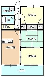 コモド曾我井 1階3LDKの間取り