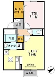 サニークレスト三和 1LDKの間取図画像