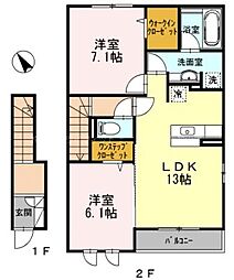 ベルファミーユ 2LDKの間取図画像
