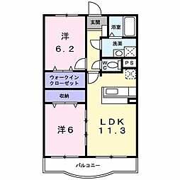 ピニーズコート 2LDKの間取図画像