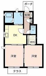 ヴィーブルゆら 2DKの間取図画像