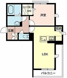 インペリアルFeプラス 1LDKの間取図画像