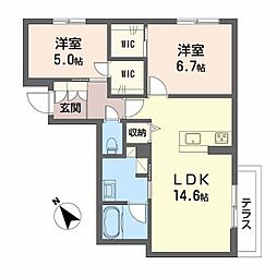 シャーメゾン ミモザ 2LDKの間取図画像