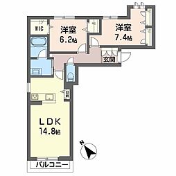 シャーメゾン ミモザ 2LDKの間取図画像