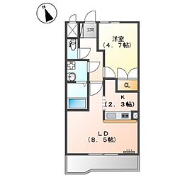 ウエンブリー 1LDKの間取図画像