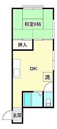 シャトルニュー市島 1DKの間取図画像