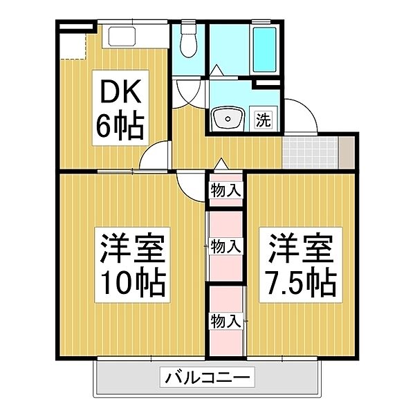 長野県長野市合戦場1丁目(賃貸アパート2DK・2階・55.33㎡)の写真 その2