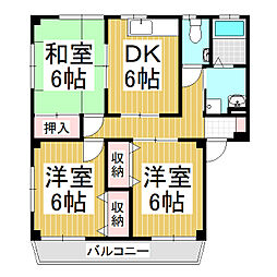 コーポ桜田 2階3DKの間取り