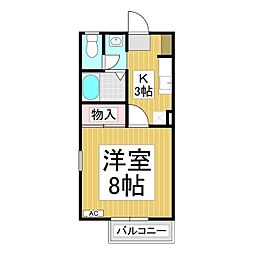 フォーダイヤモンズタウン　Ｅ棟 2階1Kの間取り