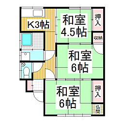 市川アパート 3Kの間取り