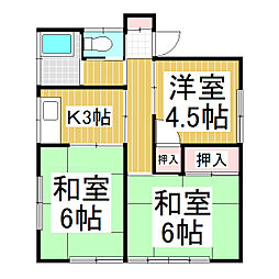 瀬在アパート 3Kの間取り