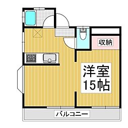 千曲ハイツ 1階1Kの間取り