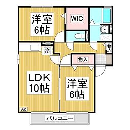 メゾン・トモトール　B棟 2階2LDKの間取り