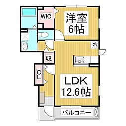 アプト・ブリーズ 1階1LDKの間取り
