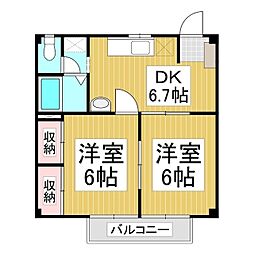ファミールひまわり 1階2DKの間取り