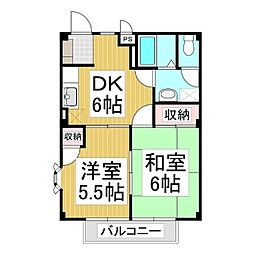 グランドール　Ａ 2階2DKの間取り