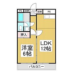 コーポ米沢 2階1LDKの間取り