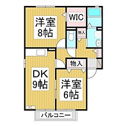 シェリールS＆S　Ｂ棟 1階2DKの間取り