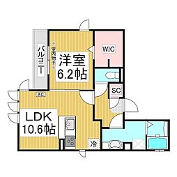 Aレジデンス 3階1LDKの間取り