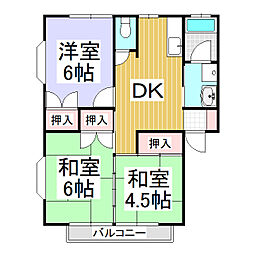 カーニバルハイツ 2階3DKの間取り