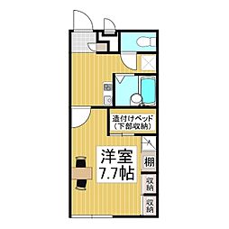 レオパレスBELIZ 1階1Kの間取り