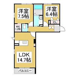 ラ・ルミエール 2LDKの間取図画像