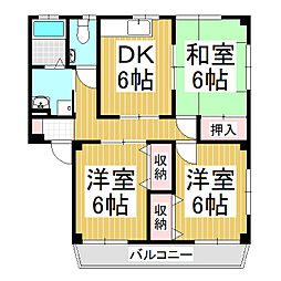 コーポ桜田 3DKの間取図画像