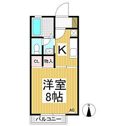 パラーシオ近藤B 1Kの間取図画像