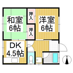 小山アパート 2DKの間取図画像
