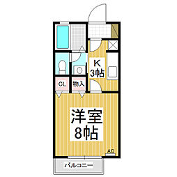 パラーシオ近藤B 1Kの間取図画像