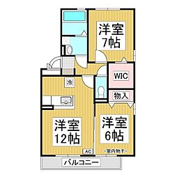 パークタウン三本柳 2LDKの間取図画像