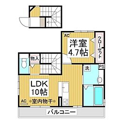 トリニティ 1LDKの間取図画像