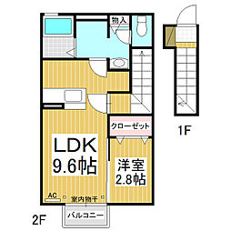 The海津 1LDKの間取図画像