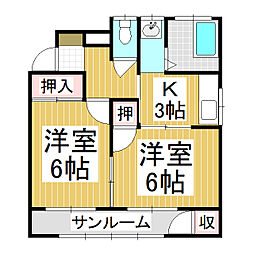 ハイツ光 2Kの間取図画像