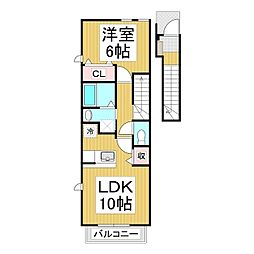 メゾンリヴェール 1LDKの間取図画像
