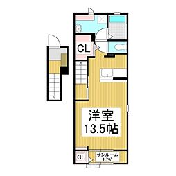 ルーセンス ワンルームの間取図画像