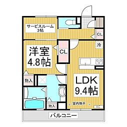 オリンピアパーク 1LDKの間取図画像