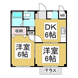 コーポ青垣A 2DKの間取図画像