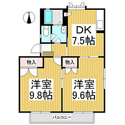 カサ・デ・パティオ北館 2DKの間取図画像