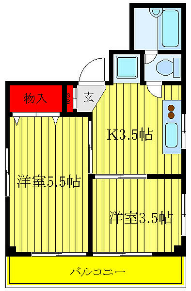 東京都板橋区小豆沢4丁目(賃貸マンション2K・3階・32.00㎡)の写真 その2