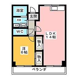 ブラウンハウス 1LDKの間取図画像